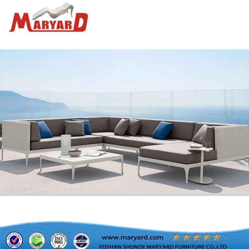 Modern Hot Sale Courtyard Hotel Swimming Pool Style Outdoor Leisure Rope Terrace Rattan Corner Sofa Furniture