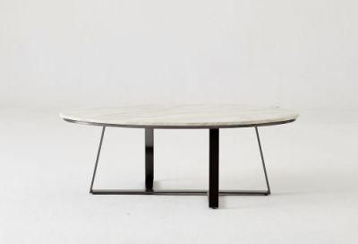 Apartment Furniture Carbon Steel Marble Rock Beam Tea Table