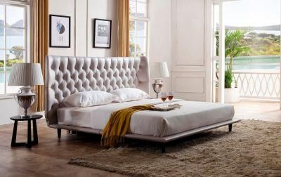 Luxury Tufted Platform Beds Set Upholstered Leather/Fabric Double King Bed with Stainless Steel Headboard Frame