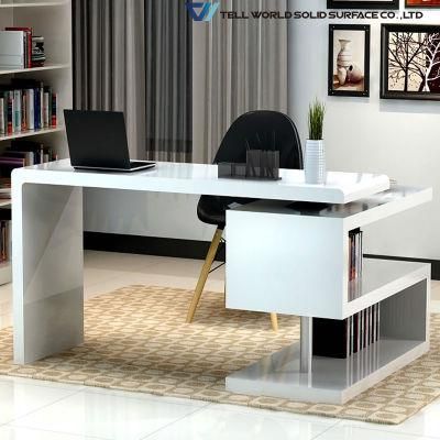 Modern White High Gloss Managing Laptop Office Computer Desk