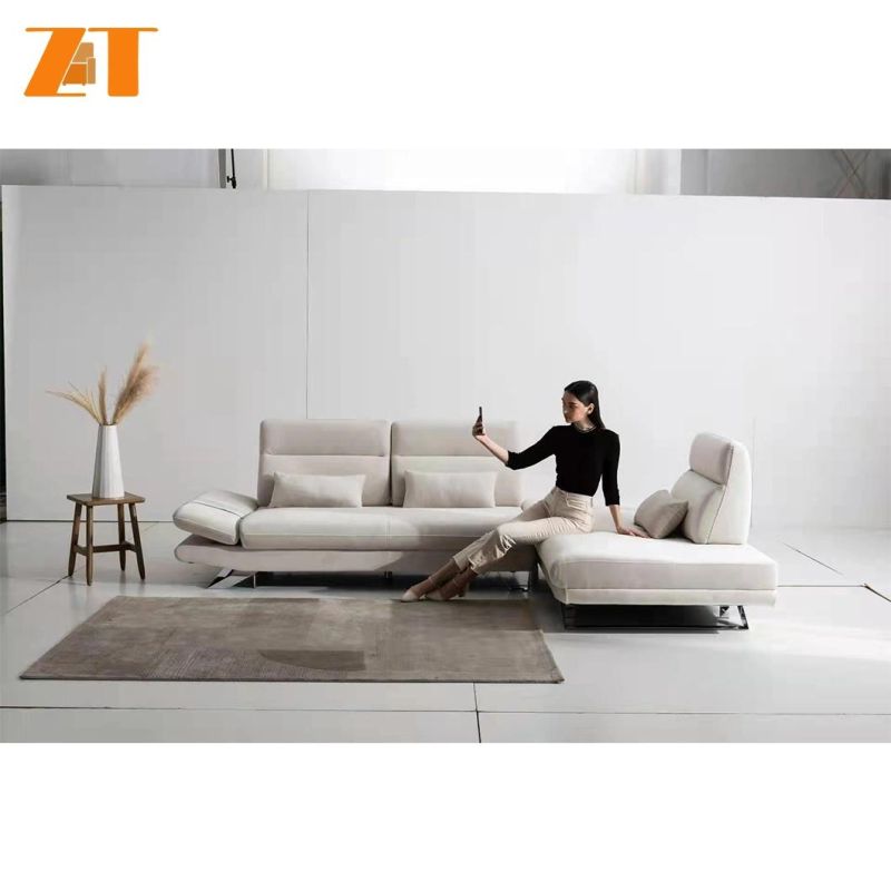 Modern Minimalist Fabric Living Room Large Size Sofa with Chaise Lounge