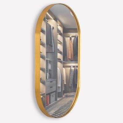 Fashion Brushed Brass Track Shape Plain Silver Mirror for Dressing