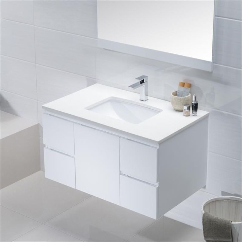 Simple Solid Wood Bathroom Furniture with Mirror