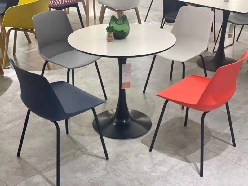 Hot Selling Stackable PP Plastic Cafe Design Dining Chairs with Metal Leg
