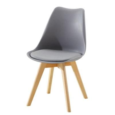 China Modern Home Furniture Tulip Dining Chair with Beech Legs Plastic Dining Chair Price for Sale