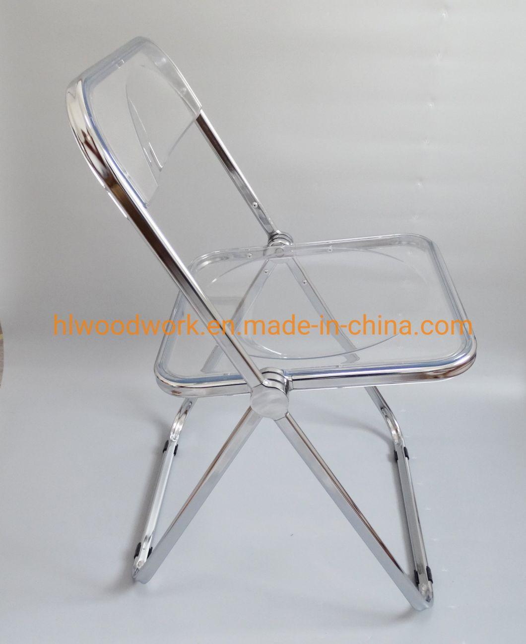 Modern Transparent Blue Folding Chair PC Plastic Hotel Chairt Chrome Frame Office Bar Dining Leisure Banquet Wedding Meeting Chair Plastic Dining Chair