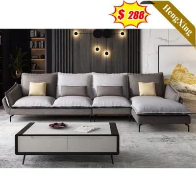 Modern Home Living Room Metal Legs Sofa Couch Simple Design Hotel Lobby Bedroom Furniture Gray Fabric L Shape Leisure Sofas