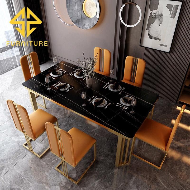 Sawa Luxury Gold Stainless Steel Banquet Table and Chair Set