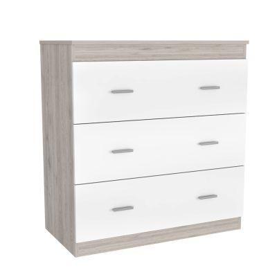 Three Drawer Dresser-Light Grey/White, Engineered Wood