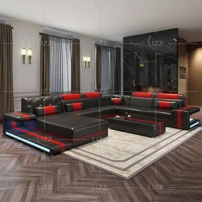 Luxury High-End Italian Living Room Furniture Modern Home Hotel Genuine Leather Sectional Sofa