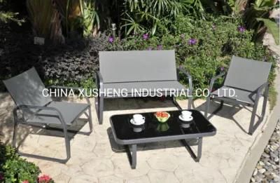 Modern Outdoor Leisure Steel Dining Table and Love Chairs Garden Set