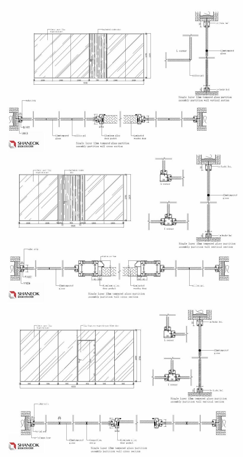 Shaneok Tempered Glass Office Partition Wall