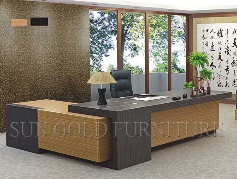 Modern Design Wooden Manager Boss Office Furniture Cheap Popular L Shape Office Desk with Cabinet