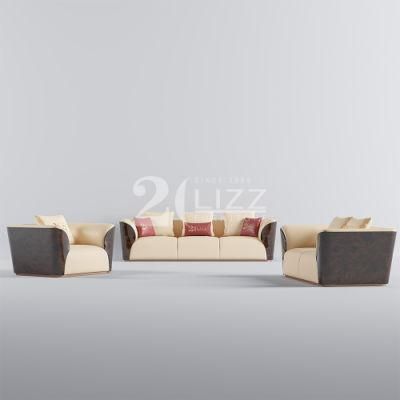 Professional European Design Italian Top Grain Leather Modern Living Room Sofa Set