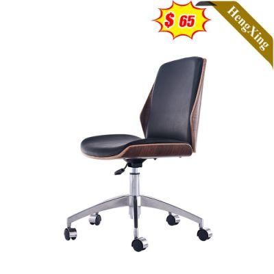 Cheap Price Foshan Factory Office Furniture Black PU Leather Swivel Height Adjustable Plywood Veneer Manager Chair