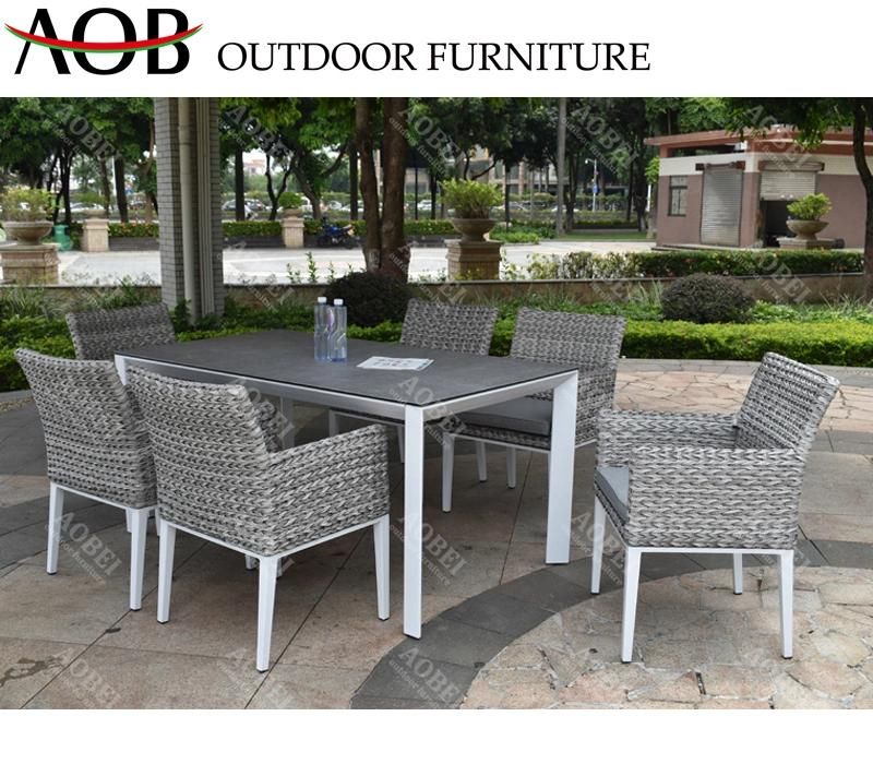 Modern Outdoor Exterior Garden Home Hotel Resort Restaurant Rattan Wicker Dining Chair Table Set Furniture