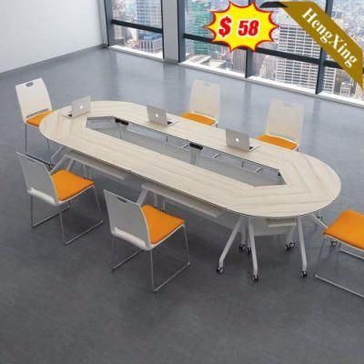 Cheap Price High Quality Office School Modern Furniture Round Wooden Meeting Folding Table