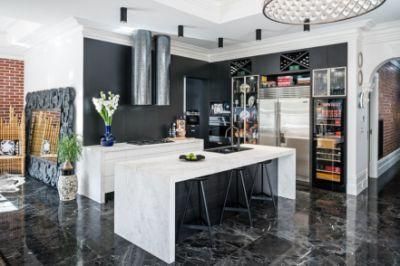 Stylish Walk-in Pantry Modern L-Shaped Open Plan Kitchen Slab Modular Cabinets