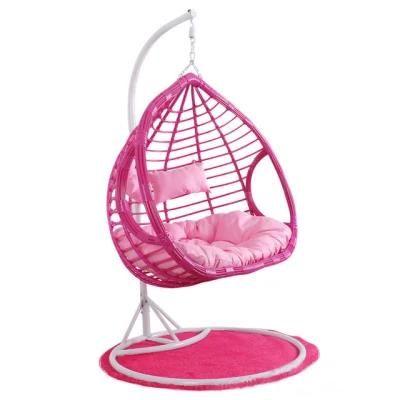 China Factory Outdoor Patio Garden Rattan Wicker Egg Shaped Hanging Cane Swing Chair with Stand