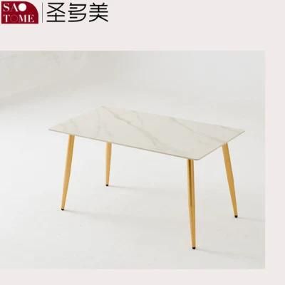 Modern Rock Board Furniture Gold Foot Net Red Dining Table