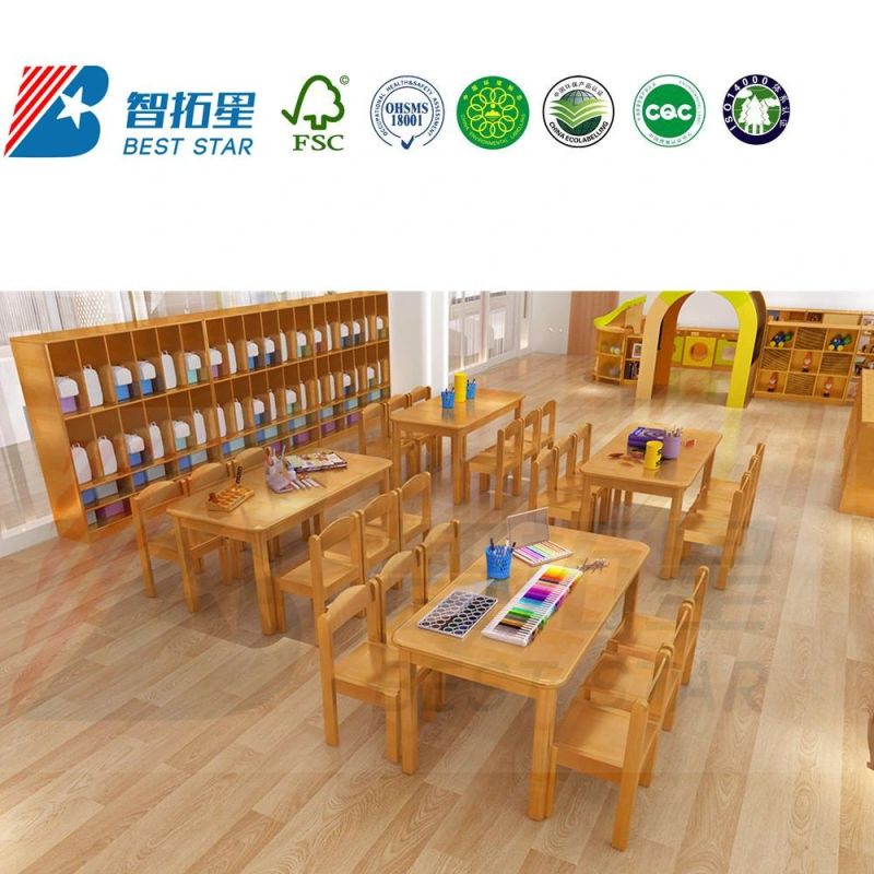 Beech Wood Study Table, Child Small Round Table, Student Table, Kid Wood Preschool Table, Nursery Table, Kindergarten Table