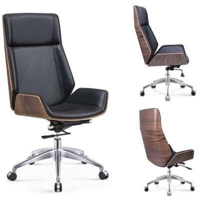 Foshan Modern Solid Wood Geninue Leather Manager Office Chair Boss Chair