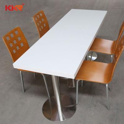 4 Person White Stone Solid Surface Dining Table Furniture
