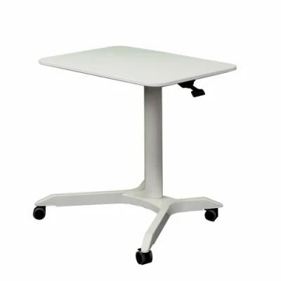 Single Leg Office Movable Gas Standing Adjustable Height Laptop Tripod Desk with Desktop