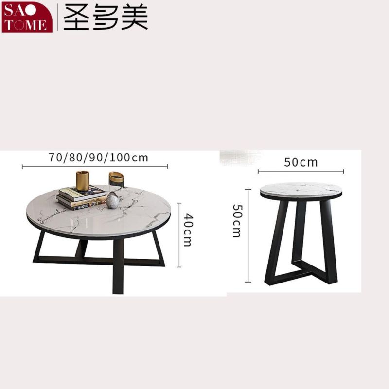Modern Living Room Furniture Stainless Steel Frame Slate/Marble Coffee Table