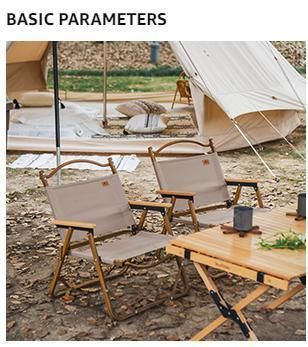 Outdoor Glamping Furniture Portable Wood Grain Aluminum Folding Camping Chair with Beech Armrest