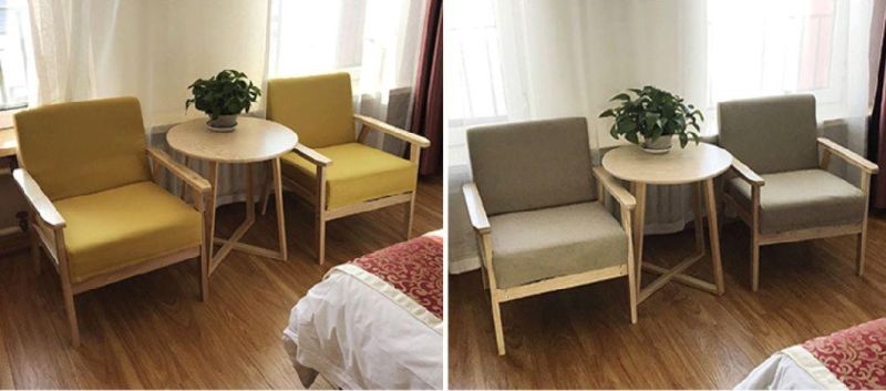 Modern Design Luxury Hotel Living Room Sofa Wooden Fabric Dining Chair with Sponge Seat