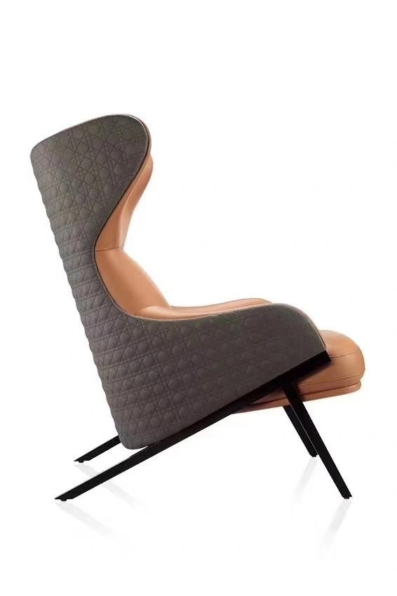 2021 New Arrival High Back Steel Base Leather Lounge Chair