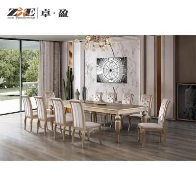 Modern Wooden Solid Wood Design Golden Dining Table Set with Chairs