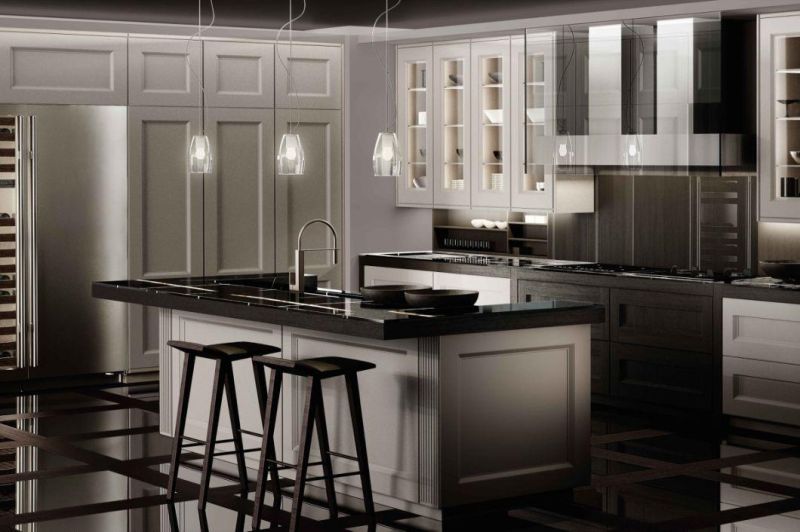 Customized Wholesale Matt Luxury Design Modern Black Lacquer Melamine Kitchen Furniture