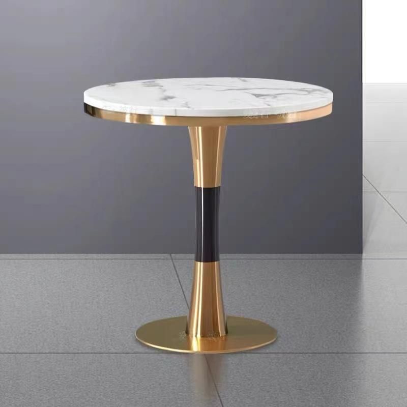 Customized Modern Cafe Round Cast Iron Artificial Marble Bistro Table