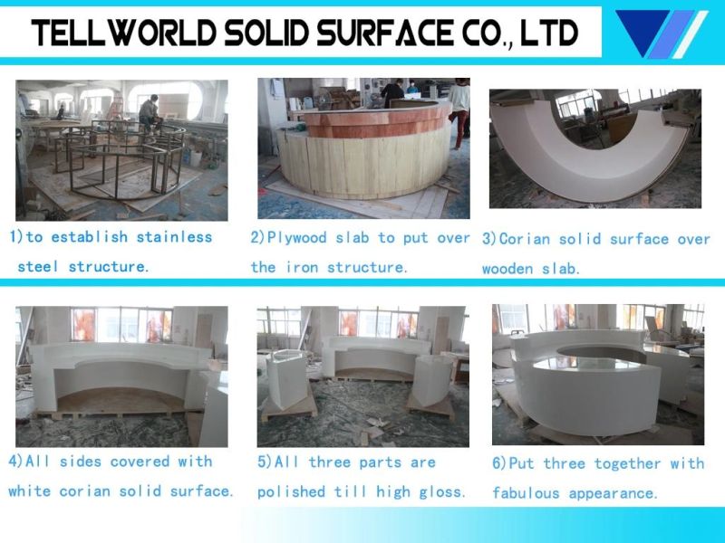 Luxurious Design Solid Surface Commercial Salon LED Reception Counter