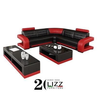 Modern Modular Furniture Living Room Set Italian Leather Corner Sofa