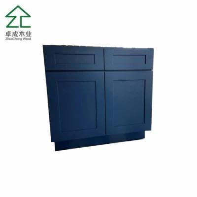 Modular Cheap Blue Color Kitchen Cabinets Wood for Construction Building