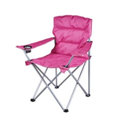 Pink Steel Folding Camping Chair with Armrest