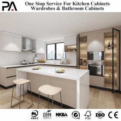 PA Free 3D Customized High Gloss White Flat Panel Cheap Modular Design PVC Modern Kitchen Cabinets