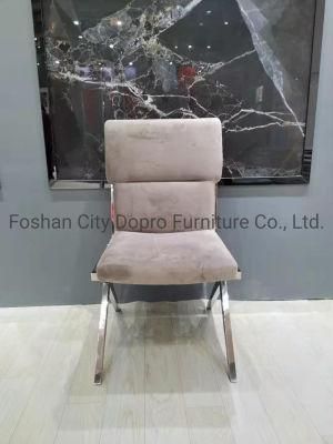 Dopro New Design Modern Stainless Steel Polished Shiny Dining Chair Dy09, with Velvet Uphostery