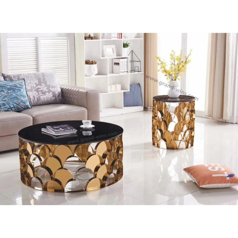 Luxury Round Accent Table Side Table for Modern Living Room