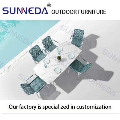 Beach Outdoor Woven Rattan Furniture Aluminum Leisure Outdoor Chair with Table Set
