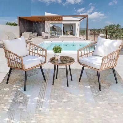 Modern Outdoor Balcony Hotel Simple Rattan Leisure Garden Table and Chair Furniture