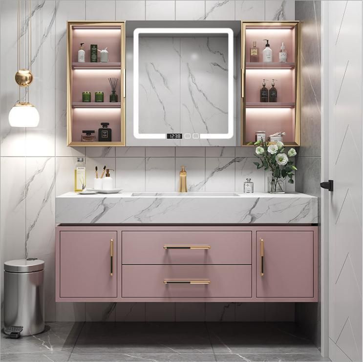 Modern Simple Rock Board Bathroom Cabinet Washbasin Combination Toilet Washstand Dressing Table Solid Wood Bathroom Cabinet