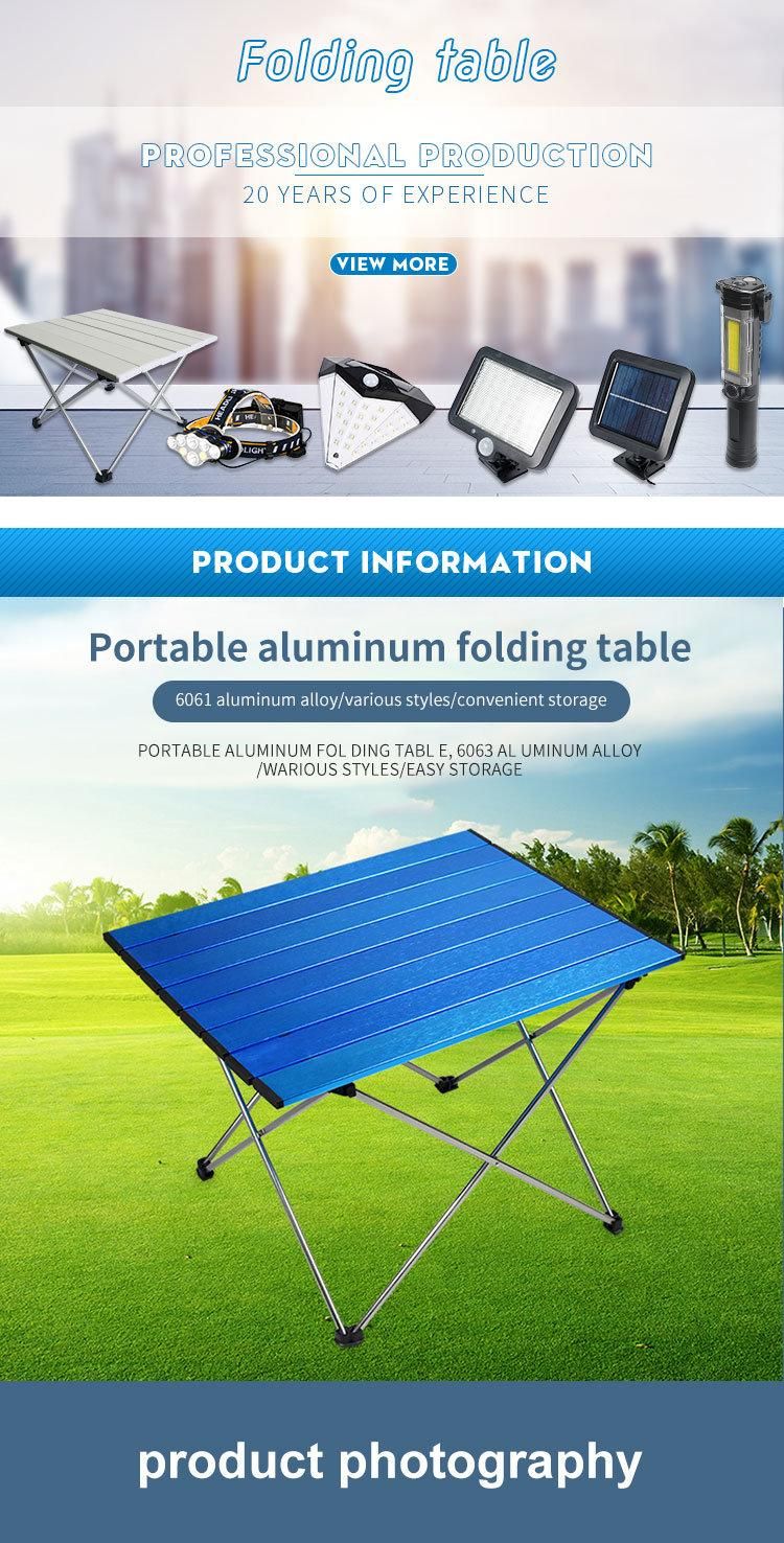 Modern Design Square Portable Adjustable Outdoor Aluminum Alloy Folding Table with Storage Bag