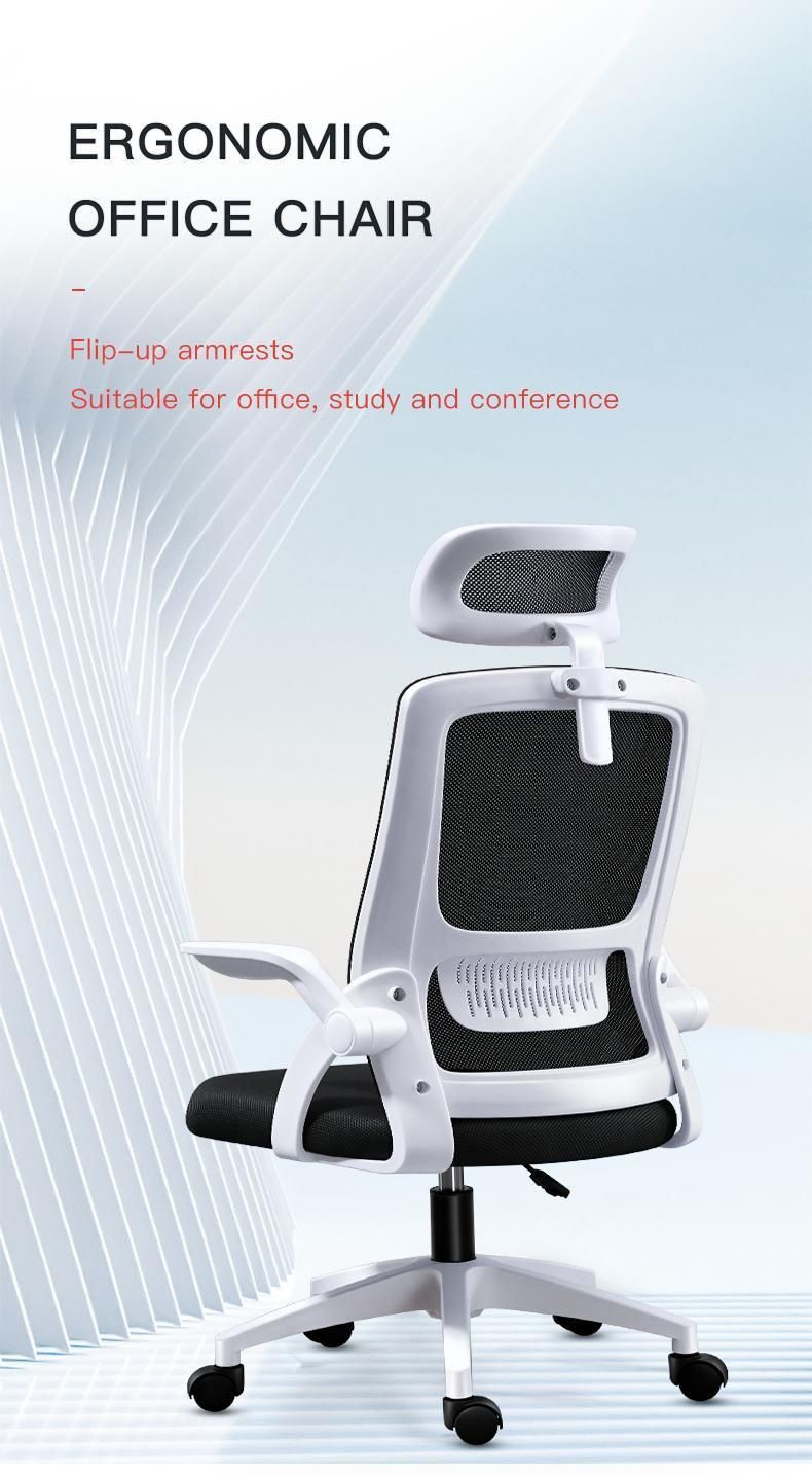 Ergonomic Adjustable Home Office Desk Rolling Swivel Silla De Oficina Computer Mesh Task Chair with Flip-up Arms