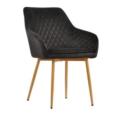 Restaurant Furniture with Wooden Effect Legs Luxury Modern Velvet Fabric Dining Chair