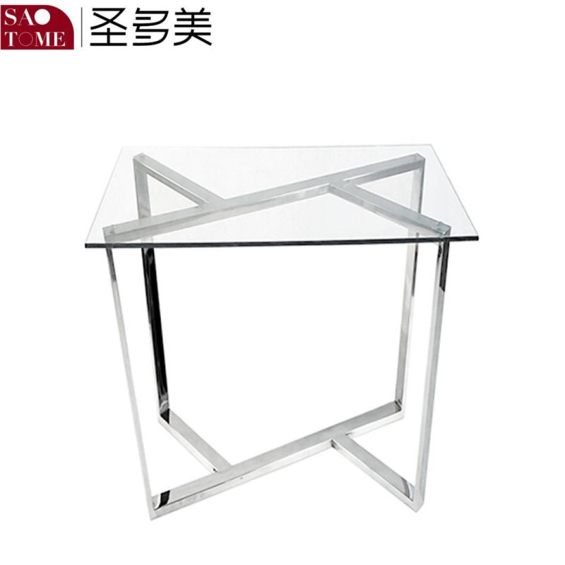 New Stainless Steel Base Rectangular Transparent Coffee Table