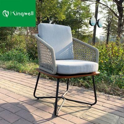 Modern Style Patio Garden Chair with Teak Wood Seat Broad